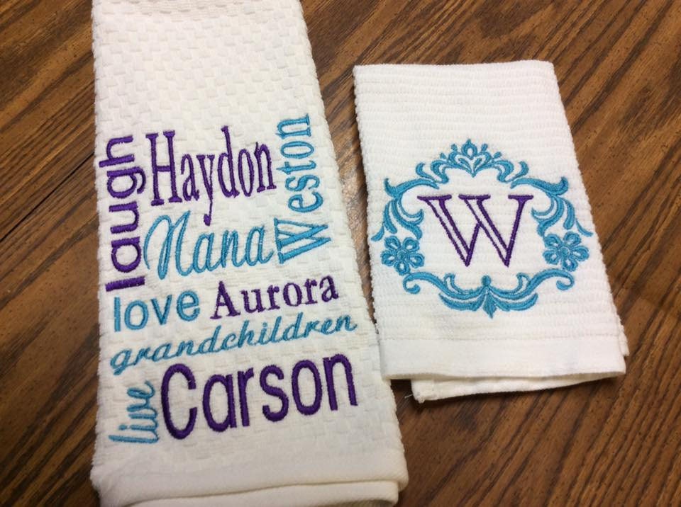 Personalized Kitchen Towel Set Wedding Gift Set Bridal Shower