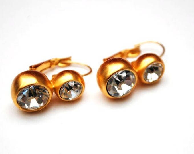 Anne Klein Crystal drop earrings - Yellow Gold - Rhinestone - Pierced earring - dangle