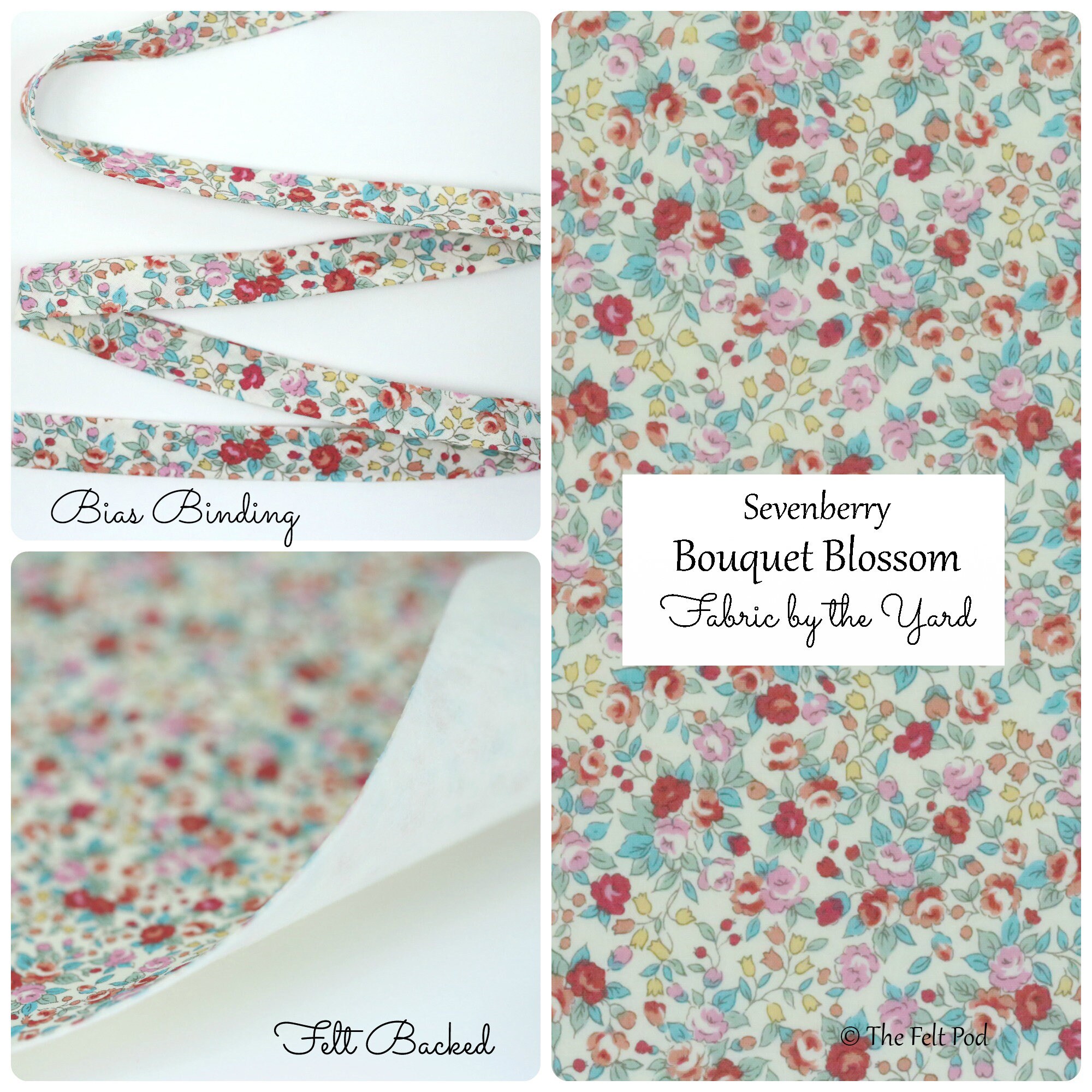 Cotton Fabric // Bias Binding // Sevenberry Bouquet Blossom