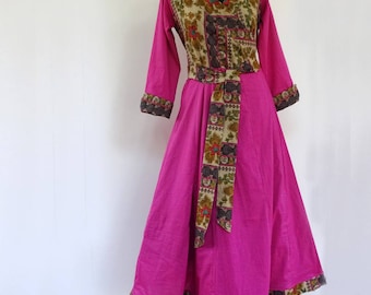 Dress hide cotton heart dress-light fuchsia and floral print