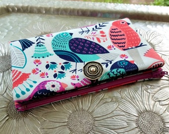 Women's Wallet, Blue Birdie Wallet, Clutch