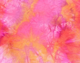 Vintage Hot Pink Orange Tie Dye Swimsuit Fabric, 4-way Stretch Fabric, Lycra Swimwear, Bikini Exercise Sports Fabric, 1 1/2yard