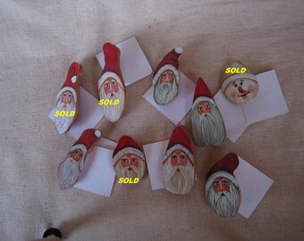 3" Santa Painted Cypress Knee Slab Christmas Pin
