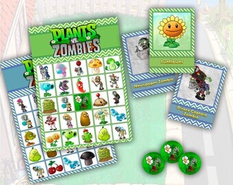 Plants vs Zombies Printable Party Bingo Game - 20 game cards