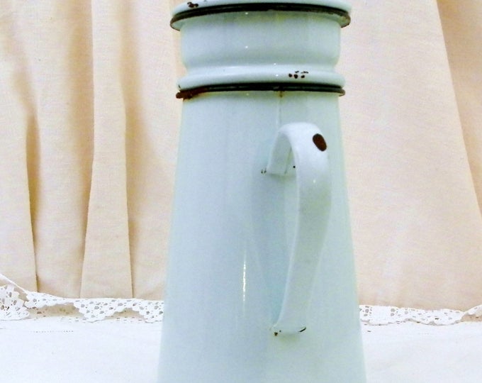 Vintage Mint Green Enamel French 3 Piece Coffee Pot with Goose Neck Spout, Enamelware Pour Over Cafetiere from France, Retro French Country Vintage Mint Green Enamel French 3 Piece Coffee Pot with Goose Neck Spout, Enamelware Pour Over Cafetiere from France, Retro French Country
