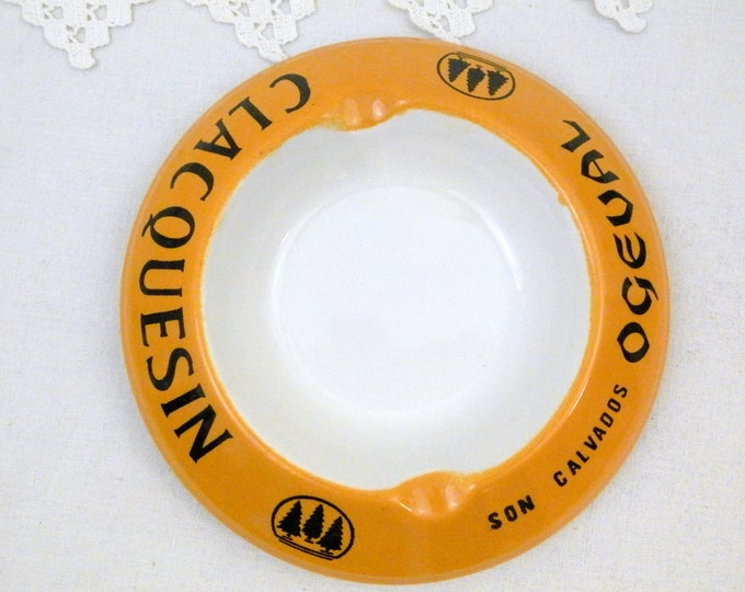 Vintage Mid Century 1960s Ceramic Publicity Ashtray for Clacquesin Ogeval Calvados from France, Tobaccina