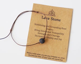 Lava Stone bracelet, Yoga Wish Bracelet, Gemstone Wish bracelet, Lava stone, Yoga Gift, Volcano stone, Healing gifts, party favors, Friends