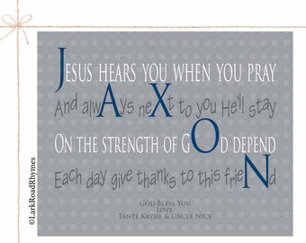 Baby Baptism Gift Personalized Christening Gifts For Godchild Gift From Godparents Baptism Prayer Godson Gift Religious Gift Poem 8x10 Jaxon