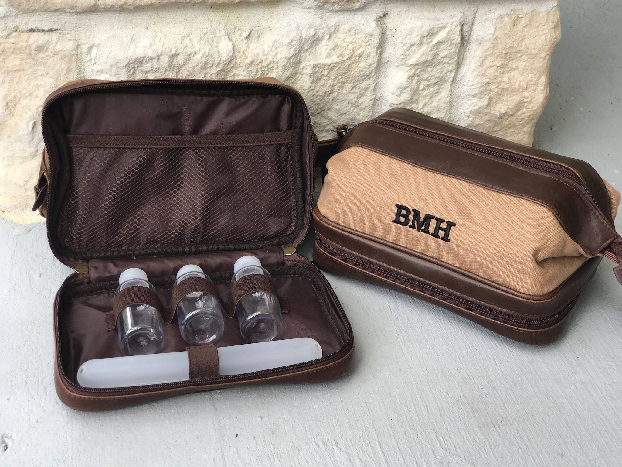 Embroidered Mens Travel Toiletry Bag