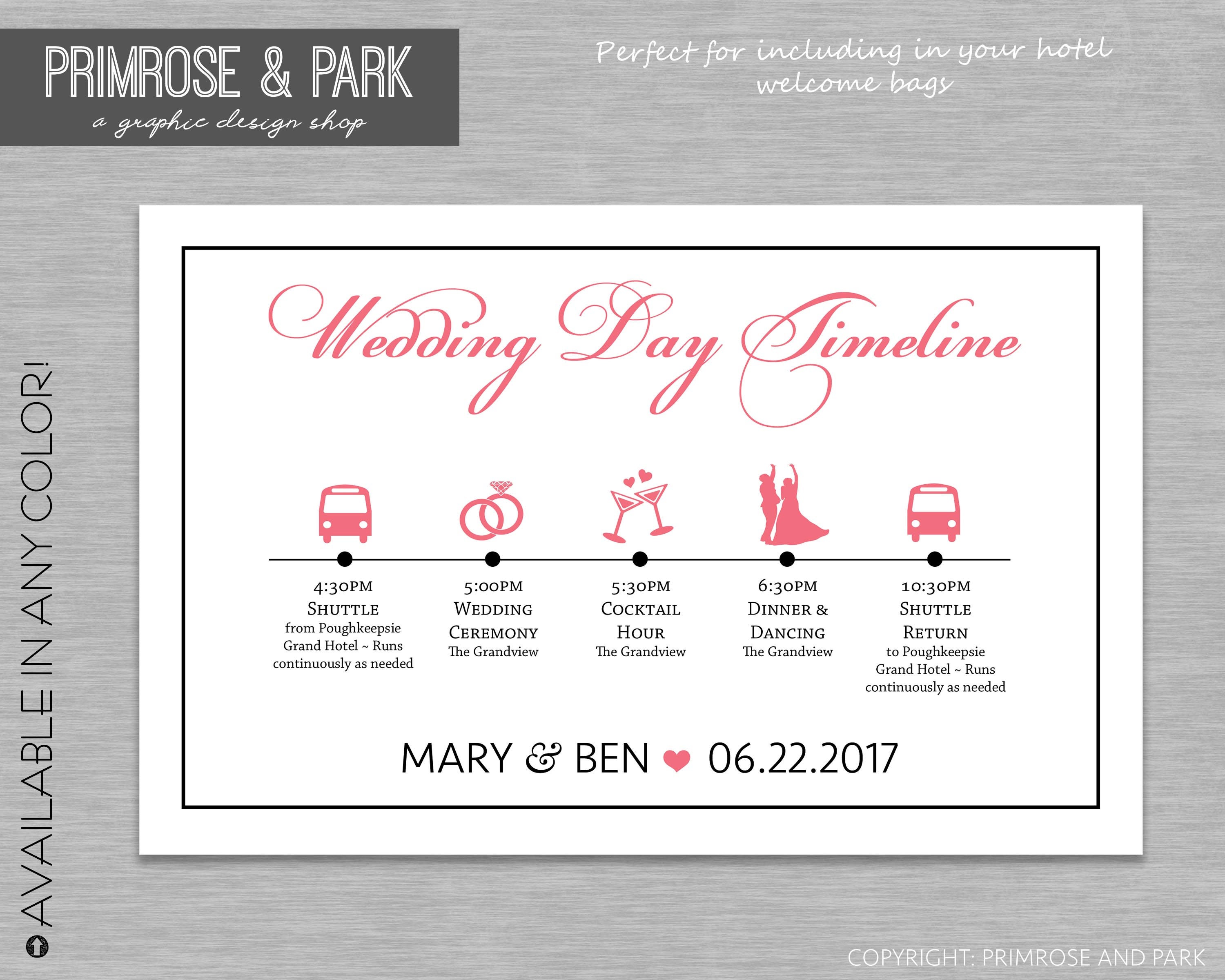 Wedding Timeline Cards Printable // Wedding Day Itinerary