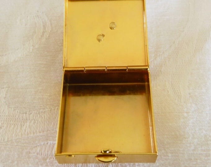 Vintage Ladybug Pill Box, Insect Pill Case, Trinket Case, Rhinestone Pearl Lady bug