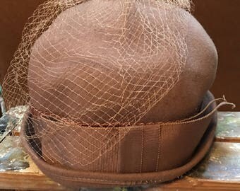 1950's wool felt pillbox