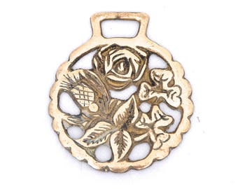 Vintage Horse Brass, Scottish Thistle, English Rose, Irish Shamrock, Unity Symbol, Horse Brass Buckle, Wall Hanging, Solid Brass Pub Decor