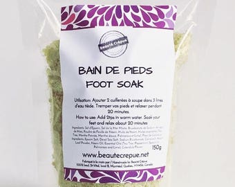 ON SALE Purifying and Relaxing Foot Soak with d'Epsom Salt, Dead Sea Salt, Neem and Tea Tree Essential Oil - 150g