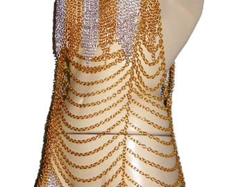 Chainmail Dress, Body chains / Silver and Gold