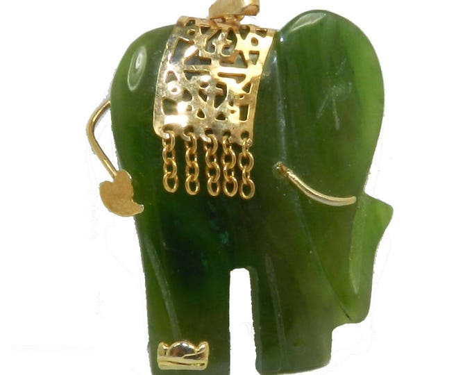 Antique JADE Elephant Pendant Charm Only, Lucky Elephant, Chinese New Year. Green Jade Jewelry, Elephant Jewelry, Unisex Ladies Men Gift