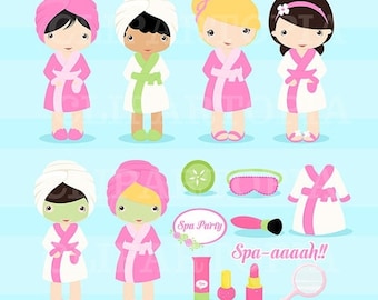 50% OFF SALE Spa Party Digital Clipart / Girls Spa Party Cute Clip art For personal and comercial Use / Instant download