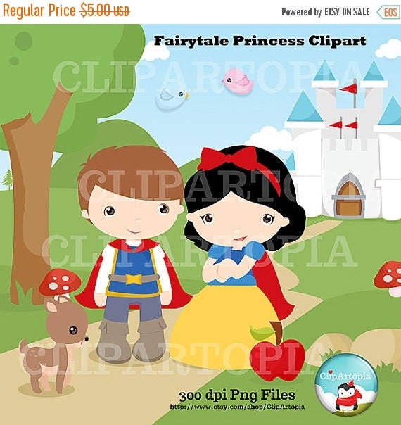 50% OFF SALE Fairytale Princess Digital Clipart Cute Princess for Card Design, Scrapbooking, Personal and Commercial Use / INSTANT Download Il_570xn