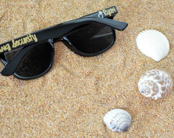 Kids personalized sunglasses, toddler sunglasses, youth glasses, summer party sunglasses, family vacation, ring security, ring bearer gif