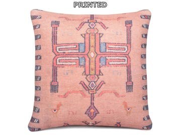 kilim pillow bohemian prints 20x20 tribal prints pink decorative pillow stripe throw pillow coral moroccan rug patterned kilim pillow 79-50