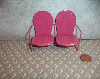 1:12 scale Dollhouse Miniature 2 seater Pink Porch Bench