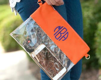 Monogram Game Day Clear Purse - Monogram Game Day Zipper Pouch - Stadium Purse - Game Day purse - Monogram Clear Purse - Clear zipper purse