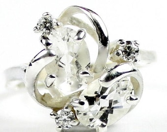 On Sale, 30% Off, Silver Topaz, 925 Sterling Silver Ladies Ring, SR016