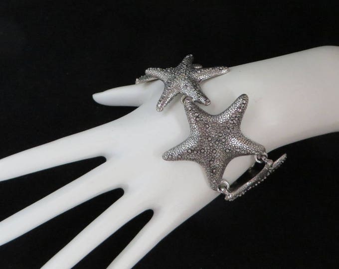 Vintage Starfish Bracelet - Lucky Brand Bracelet - Silver Tone Linked Bracelet, Perfect Gift, Gift Box