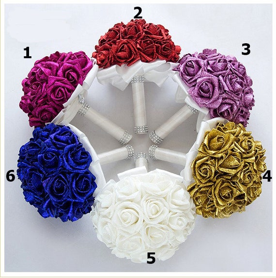 Glitter Wedding Bouquet PE Foam Flowers Bridal Bouquet