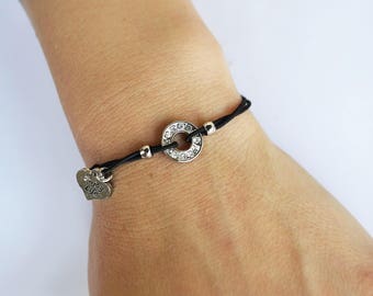 Black rondelle rhinestone Stretch Bracelet