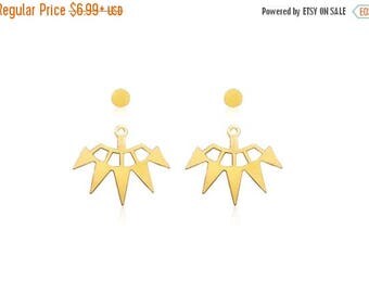 SALE Gold Spike Ear jacket, 1 Pair, Front and Back Earrings, Triangle Laser Cut Earrings, Geometric Jewelry, Geometric Earrings, Earrings S