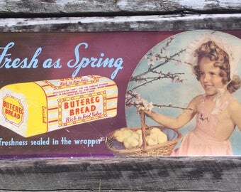 RARE Vintage Original BUTEREG BREAD Portland Maine Country Store Sign 28x11