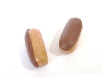 X 2 small coffee fimo zipper