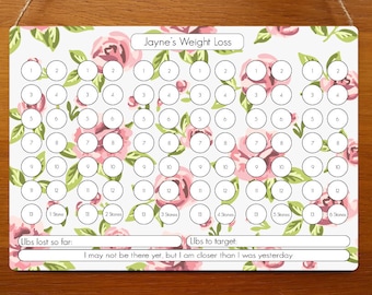 Flowers Weight Loss Dry Wipe Whiteboard Chart