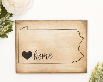 Pittsburgh Gift, Pittsburgh Pennsylvania Home Love Painted Mini Sign, Pittsburgh Art, Pittsburgh Wall Art, Small Wooden Pittsburgh Sign