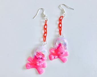 Resin Pastel Goth Skulls Dangly Earrings