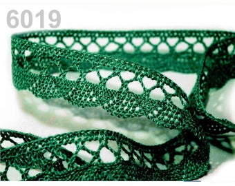 6019 - 18 mm Green cotton lace trim Ribbon