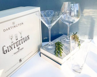Personalised Gin Glasses | Hand Engraved Dartington Glass | Custom Gin Glasses | Gin and Tonic Gifts | Christmas Gift Ideas | Gin Gift Set |
