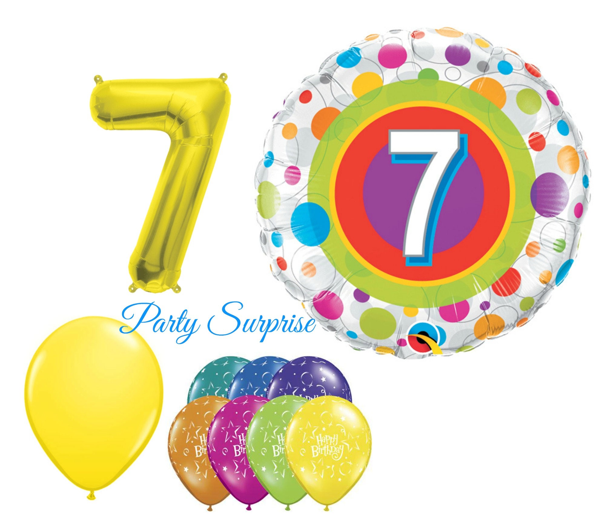 7th Birthday Balloon Package 7 years old Girl Boy Birthday ...