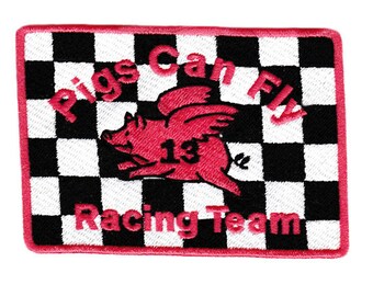 Awesome Large Pigs Can Fly Racing Team 10cm Patch Badge for Shirt Hat Cap Jacket 4 inch x 3 inch Applique