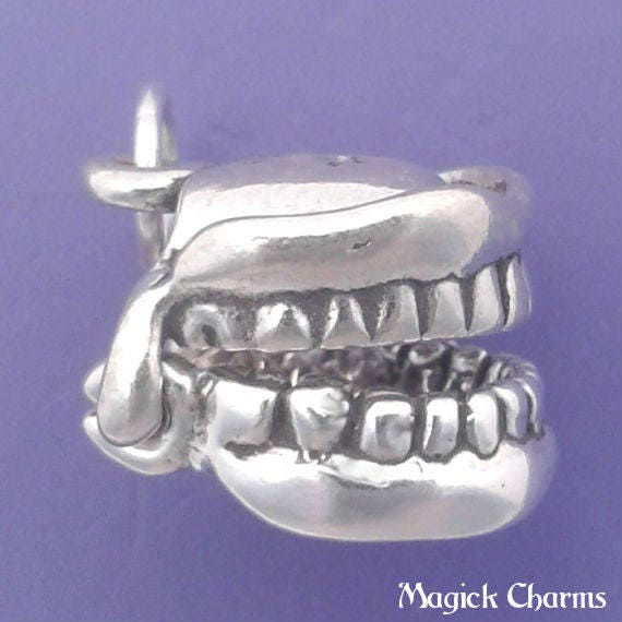 DENTURES Charm .925 Sterling Silver False TEETH Dentist