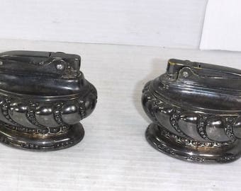 Pair of Ronson Crown Silverplated Table Cigarette Lighters