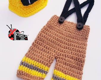 Newborn Fire Fighter Crochet Set