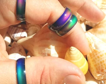 Mood ring stainless steel.Your energy will cause the ring to change color size5.75,6.75,7,8,8.58.75,9 Christmas gift,birthday gift.Boy,girl