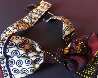 Noeud Papillon double en tissu africain wax imprimé motifs liberty scratch ethnique original fantaisie