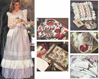 Victorian Ruffled Pinafore Bib Apron Pattern Sachets Pillows and Picture Frames Craft Pattern 1970s Sewing Pattern Vogue 1753 UNCUT