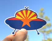 Sticker. Abduct Arizona flag vinyl sticker, ufo decal, bumper sticker.