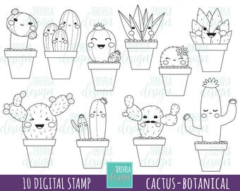Download Cactus coloring page | Etsy