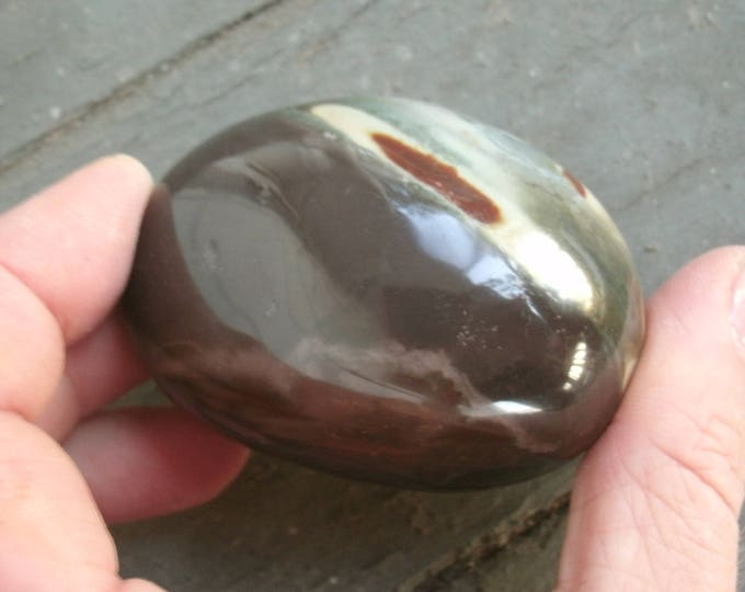Polychrome Jasper Palm Stone, 156grams, 5.5 ounces, 5 1/2" circumference, from Madagascar, crystal healing, meditation, display specimen