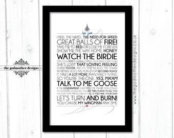 Top Gun - Movie - Quotes & lyrics Typography - PRINT